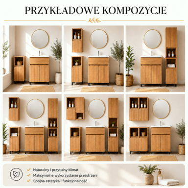  Szafka łazienkowa Stojąca 85x28 cm Wisząca Dąb lancelot