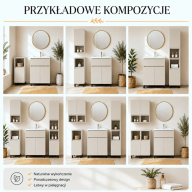 Szafka łazienkowa Wisząca 75x56 cm Górna Podwójna Kaszmir