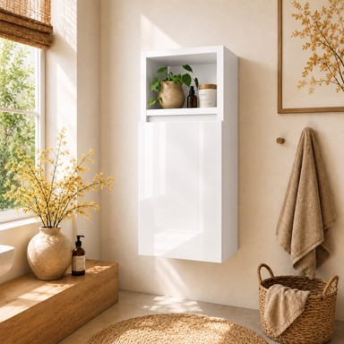 Szafka łazienkowa Wisząca 78x28 cm Górna Biała Połysk