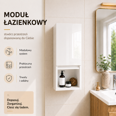 Szafka łazienkowa Wisząca 78x28 cm Górna Biała Połysk