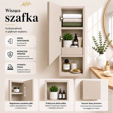  Szafka łazienkowa Wisząca 78x28 cm Górna Kaszmir