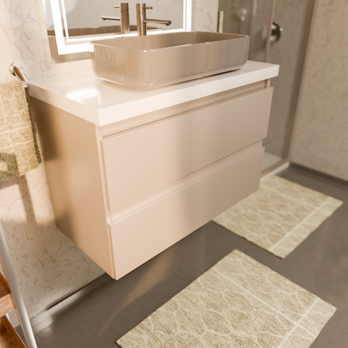 Szafka łazienkowa wisząca z Blatem 80 cm Nablatowa Kaszmir Wąska Szuflady Organizer