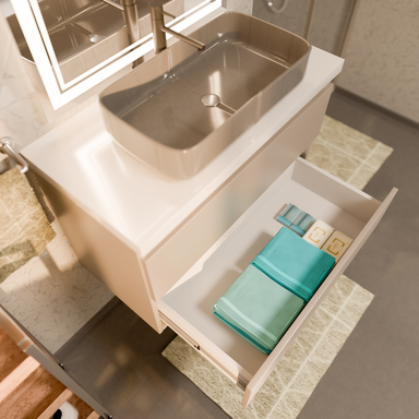 Szafka łazienkowa wisząca z Blatem 80 cm Nablatowa Kaszmir Wąska Szuflady Organizer