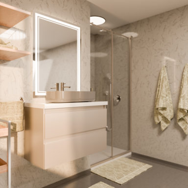 Szafka łazienkowa wisząca z Blatem 80 cm Nablatowa Kaszmir Wąska Szuflady Organizer