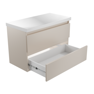 Szafka łazienkowa wisząca z Blatem 80 cm Nablatowa Kaszmir Wąska Szuflady Organizer