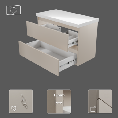 Szafka łazienkowa wisząca z Blatem 80 cm Nablatowa Kaszmir Wąska Szuflady Organizer