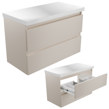 Szafka łazienkowa wisząca z Blatem 80 cm Nablatowa Kaszmir Wąska Szuflady Organizer