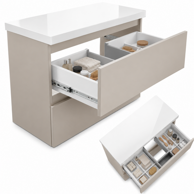 Szafka łazienkowa wisząca z Blatem 80 cm Nablatowa Kaszmir Wąska Szuflady Organizer