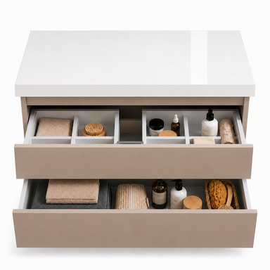 Szafka łazienkowa wisząca z Blatem 80 cm Nablatowa Kaszmir Wąska Szuflady Organizer