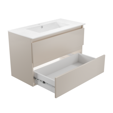 Szafka łazienkowa wisząca z Umywalką 80 cm Kaszmir Wąska Szuflady Organizer