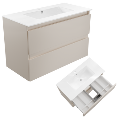 Szafka łazienkowa wisząca z Umywalką 80 cm Kaszmir Wąska Szuflady Organizer