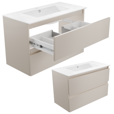 Szafka łazienkowa wisząca z Umywalką 80 cm Kaszmir Wąska Szuflady Organizer