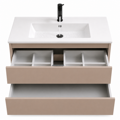 Szafka łazienkowa wisząca z Umywalką 80 cm Kaszmir Wąska Szuflady Organizer