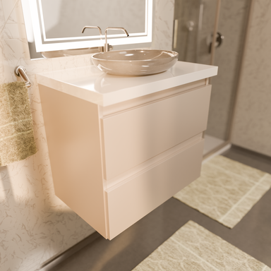 Szafka łazienkowa z Blatem Zestaw Kaszmir 60 Wisząca Wąska Szuflady Nablatowa