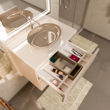 Szafka łazienkowa z Blatem Zestaw Kaszmir 60 Wisząca Wąska Szuflady Nablatowa