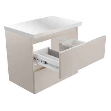 Szafka łazienkowa z Blatem Zestaw Kaszmir 60 Wisząca Wąska Szuflady Nablatowa