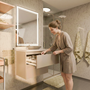 Szafka łazienkowa z Blatem Zestaw Kaszmir 60 Wisząca Wąska Szuflady Nablatowa