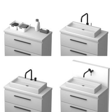 Szafka łazienkowa z Blatem Zestaw Kaszmir 60 Wisząca Wąska Szuflady Nablatowa