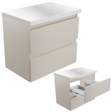 Szafka łazienkowa z Blatem Zestaw Kaszmir 60 Wisząca Wąska Szuflady Nablatowa