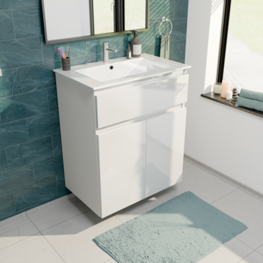 Szafka łazienkowa z umywalką ARIZA 60 BIAŁA MDF Stojąca I Wisząca