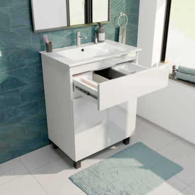 Szafka łazienkowa z umywalką ARIZA 60 BIAŁA MDF Stojąca I Wisząca