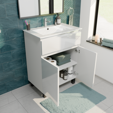 Szafka łazienkowa z umywalką ARIZA 60 BIAŁA MDF Stojąca I Wisząca