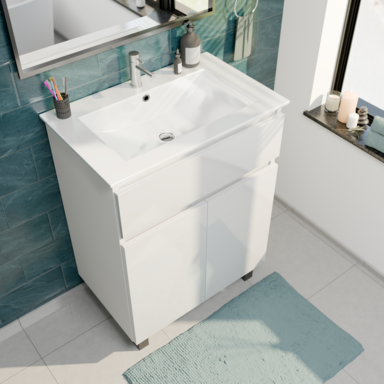 Szafka łazienkowa z umywalką ARIZA 60 BIAŁA MDF Stojąca I Wisząca