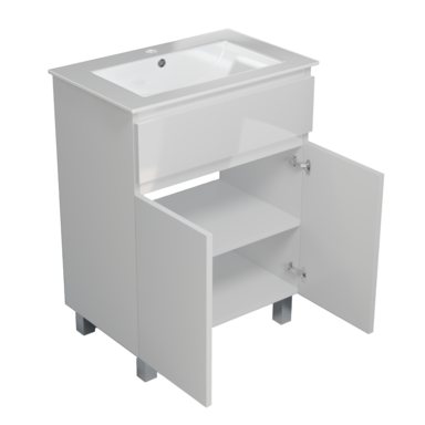 Szafka łazienkowa z umywalką ARIZA 60 BIAŁA MDF Stojąca I Wisząca