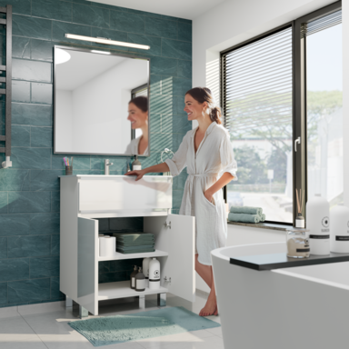 Szafka łazienkowa z umywalką ARIZA 60 BIAŁA MDF Stojąca I Wisząca