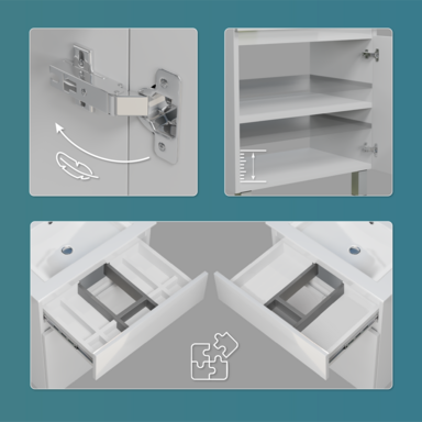 Szafka łazienkowa z umywalką ARIZA 60 BIAŁA MDF Stojąca I Wisząca