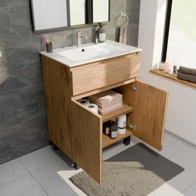 Szafka łazienkowa z umywalką ARIZA 60 Dąb lancelot styl loft w naturalnym wydaniu