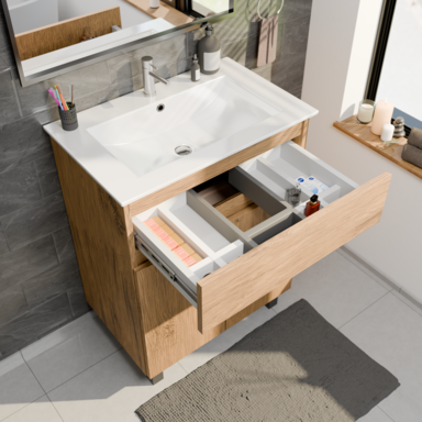 Szafka łazienkowa z umywalką ARIZA 60 Dąb lancelot styl loft w naturalnym wydaniu