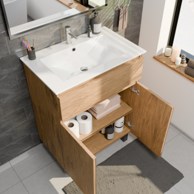Szafka łazienkowa z umywalką ARIZA 60 Dąb lancelot styl loft w naturalnym wydaniu