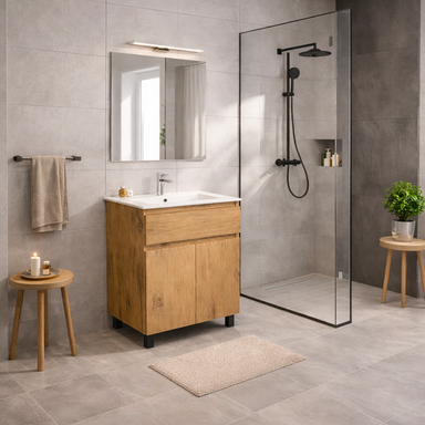 Szafka łazienkowa z umywalką ARIZA 60 Dąb lancelot styl loft w naturalnym wydaniu