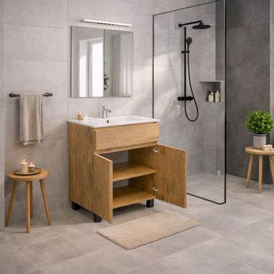 Szafka łazienkowa z umywalką ARIZA 60 Dąb lancelot styl loft w naturalnym wydaniu