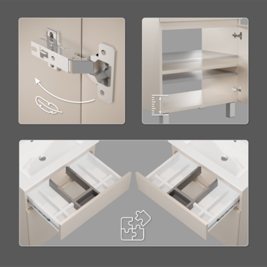 Szafka łazienkowa z umywalką ARIZA 60 Kaszmir Mat Szuflada Półka