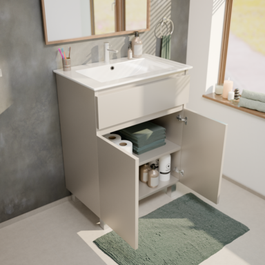 Szafka łazienkowa z umywalką ARIZA 60 Kaszmir Mat Szuflada Półka