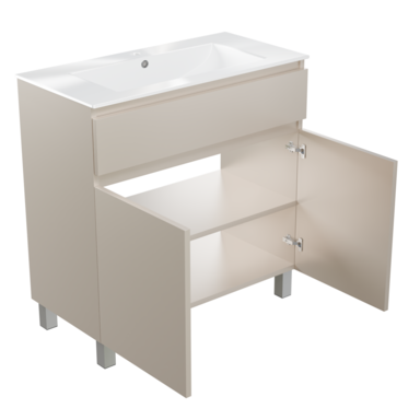 Szafka łazienkowa z umywalką ARIZA 80 Kaszmir mat Zestaw Szuflada Półka wisząca/stojąca