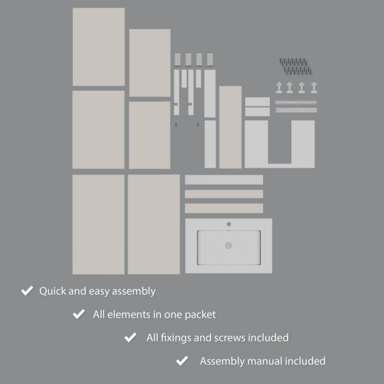 Szafka łazienkowa z umywalką ARIZA 80 Kaszmir mat Zestaw Szuflada Półka wisząca/stojąca