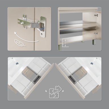 Szafka łazienkowa z umywalką ARIZA 80 Kaszmir mat Zestaw Szuflada Półka wisząca/stojąca