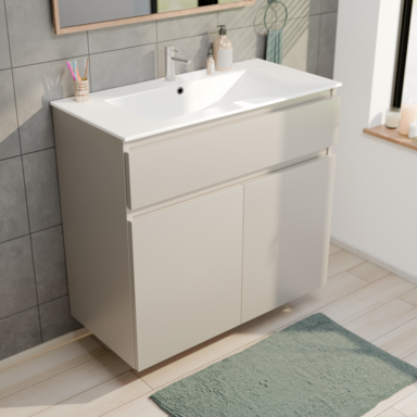 Szafka łazienkowa z umywalką ARIZA 80 Kaszmir mat Zestaw Szuflada Półka wisząca/stojąca