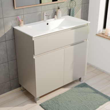 Szafka łazienkowa z umywalką ARIZA 80 Kaszmir mat Zestaw Szuflada Półka wisząca/stojąca