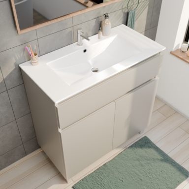 Szafka łazienkowa z umywalką ARIZA 80 Kaszmir mat Zestaw Szuflada Półka wisząca/stojąca