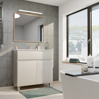 Szafka łazienkowa z umywalką ARIZA 80 Kaszmir mat Zestaw Szuflada Półka wisząca/stojąca