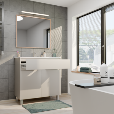 Szafka łazienkowa z umywalką ARIZA 80 Kaszmir mat Zestaw Szuflada Półka wisząca/stojąca