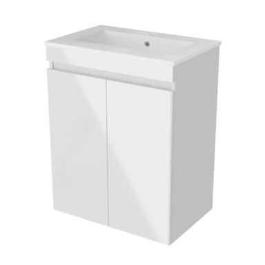 Szafka łazienkowa z umywalką biała MDF Ribera 60 z koszem na pranie