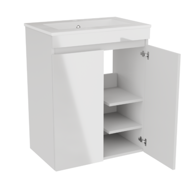 Szafka łazienkowa z umywalką biała MDF Ribera 60 z koszem na pranie