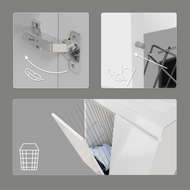 Szafka łazienkowa z umywalką biała MDF Ribera 60 z koszem na pranie