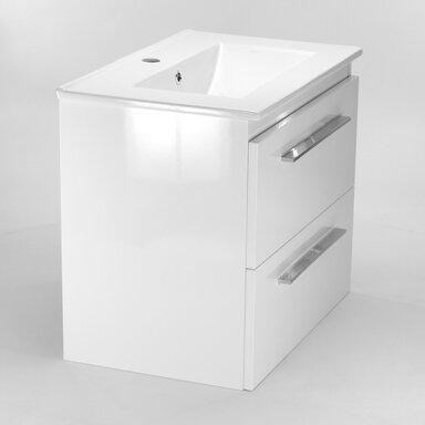 Szafka Łazienkowa z Umywalką Ceramiczną 60 Wisząca Biały Lakier