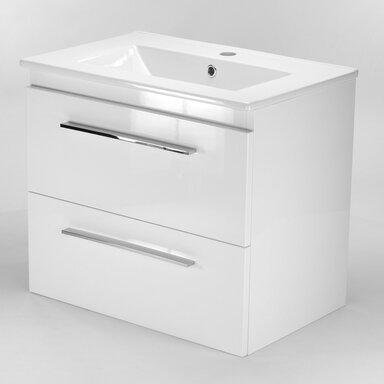 Szafka Łazienkowa z Umywalką Ceramiczną 60 Wisząca Biały Lakier